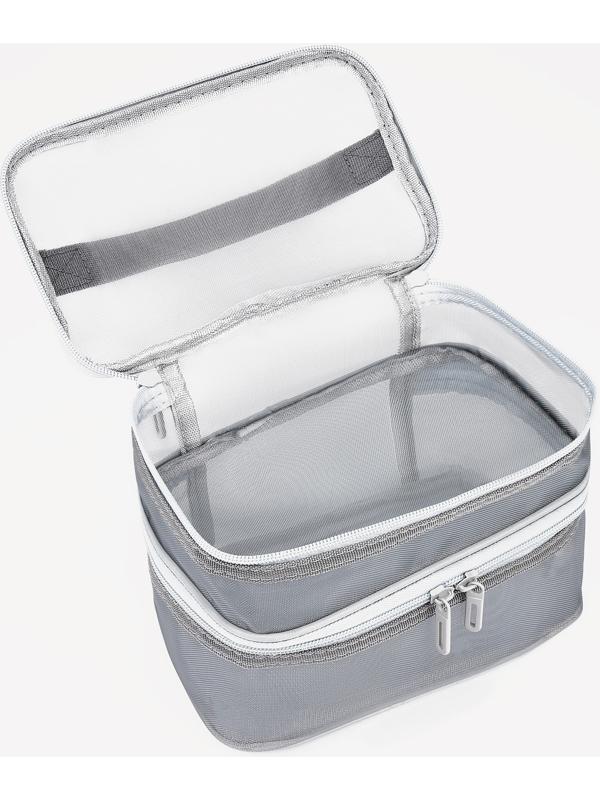 Косметичка, 2 отдела на молниях, цвет серый