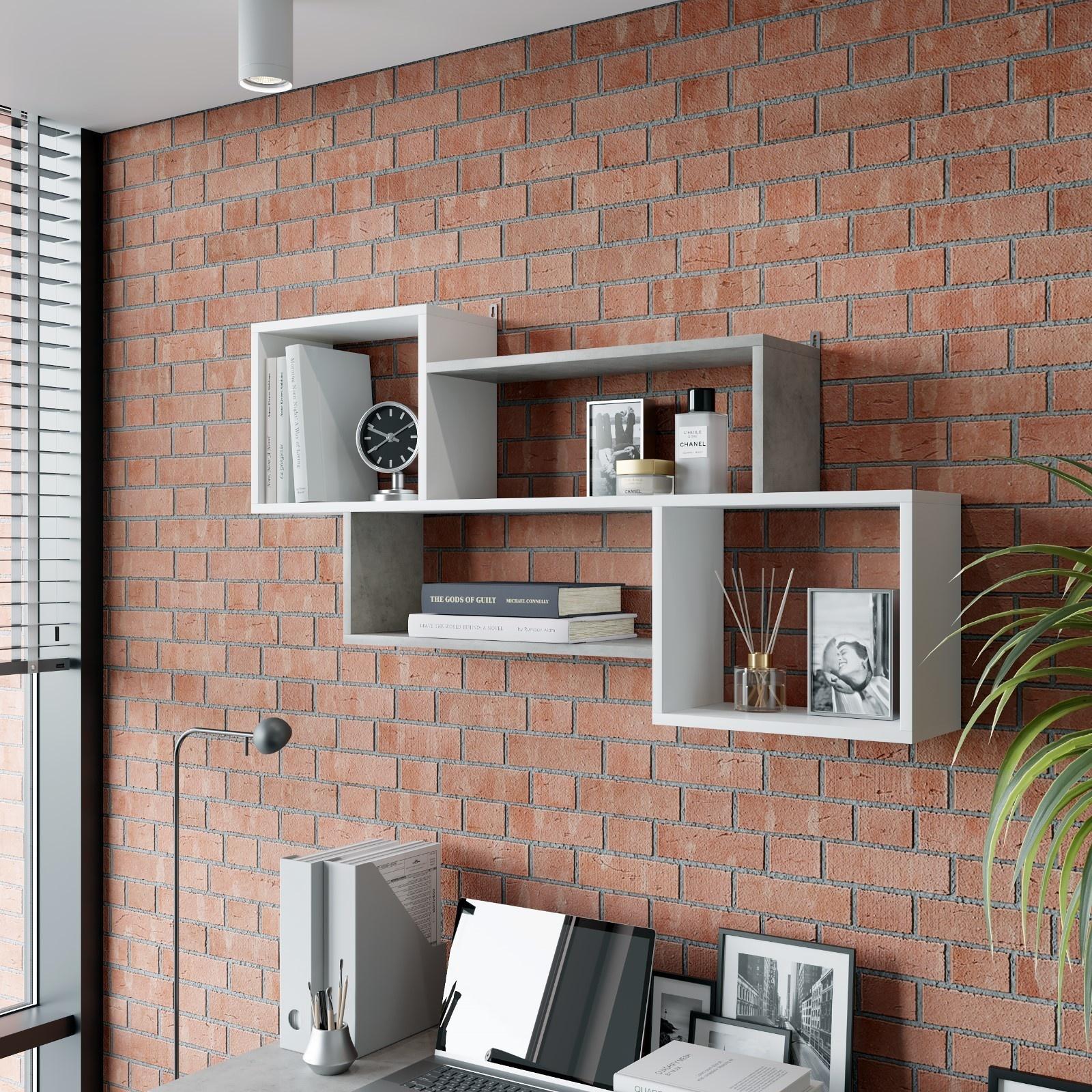 Полка навесная Лайт, 1150х622х186, Белый/Бетон