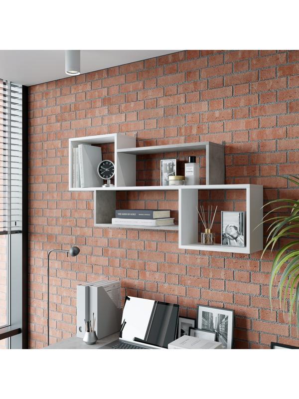 Полка навесная Лайт, 1150х622х186, Белый/Бетон