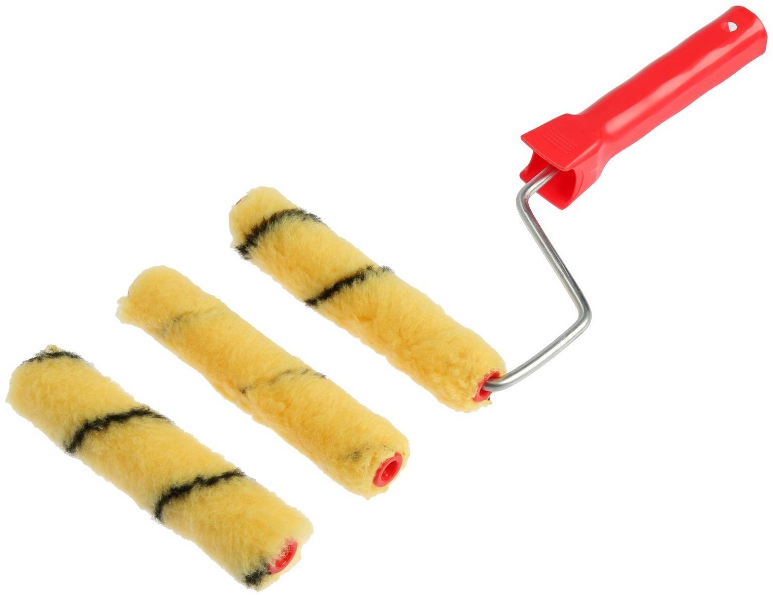 Валик ЛОМ, полиэстер, 150 мм, рукоятка d=6 мм, D=16 мм, ворс 10 мм, 2 запасных шубки