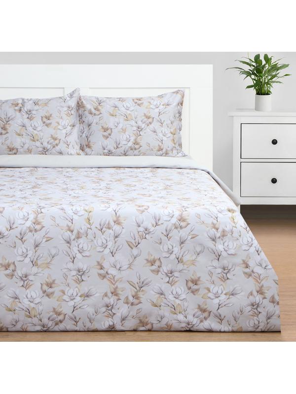 Постельное бельё Этель 1,5 сп Beige flowers, 143х215 см, 150х214 см, 50х70 см -2 шт, мако-сатин 114г/м2