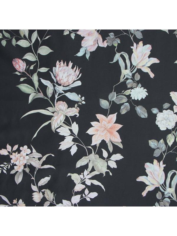 Постельное бельё Этель 1,5 сп Black flowers, 143х215 см, 150х214 см, 50х70 см -2 шт, мако-сатин 114г/м2