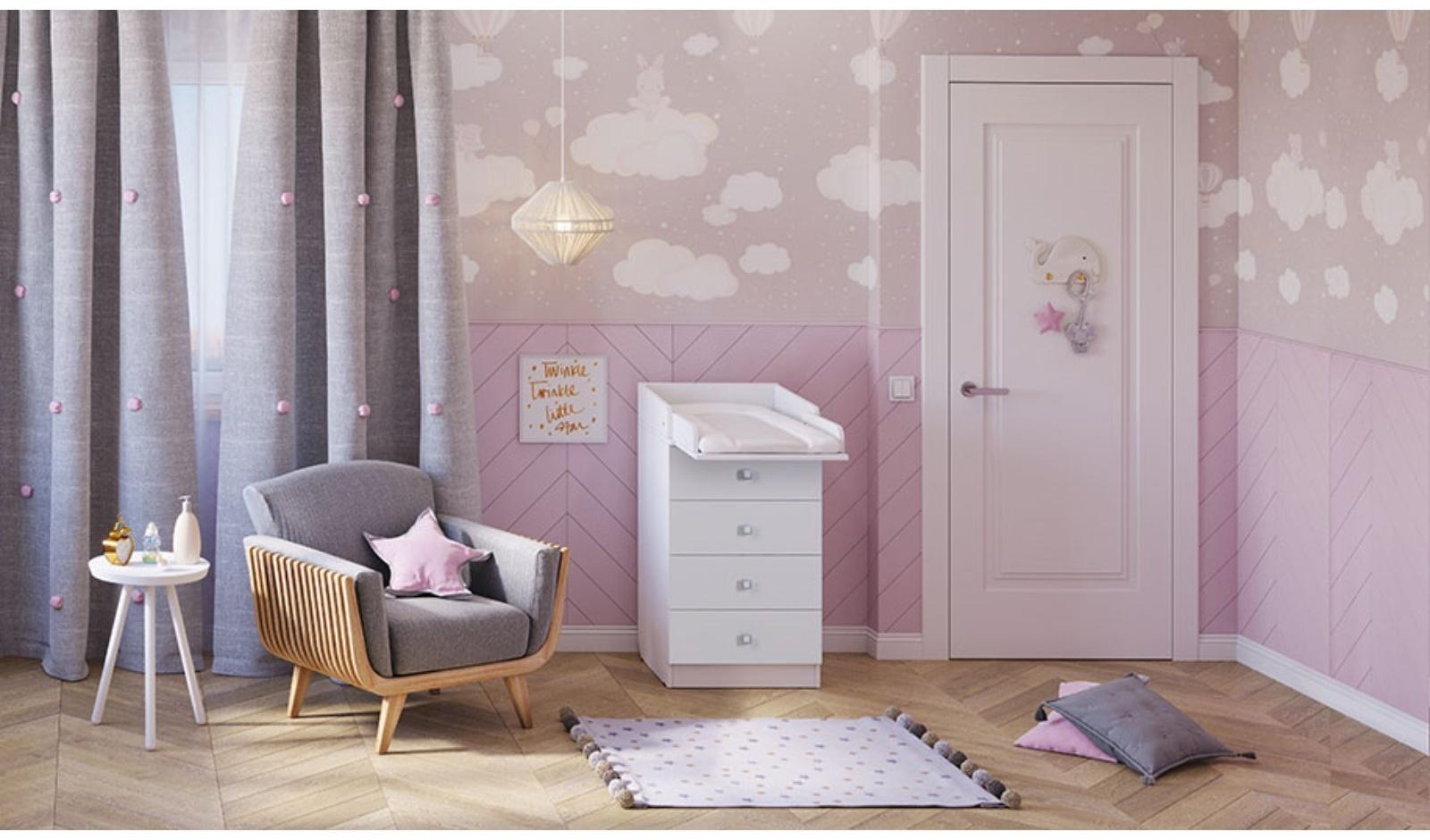 Комод детский с пеленальным столиком Фея 1550, 4 ящика, 504х467х922, белый