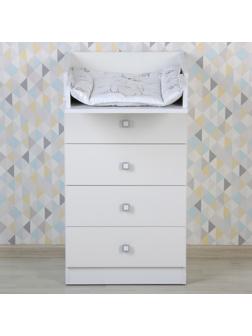 Комод детский с пеленальным столиком Фея 1550, 4 ящика, 504х467х922, белый