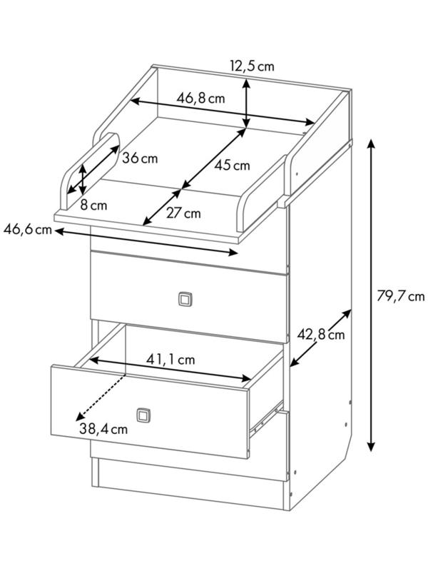 Комод детский с пеленальным столиком Фея 1550, 4 ящика, 504х467х922, белый