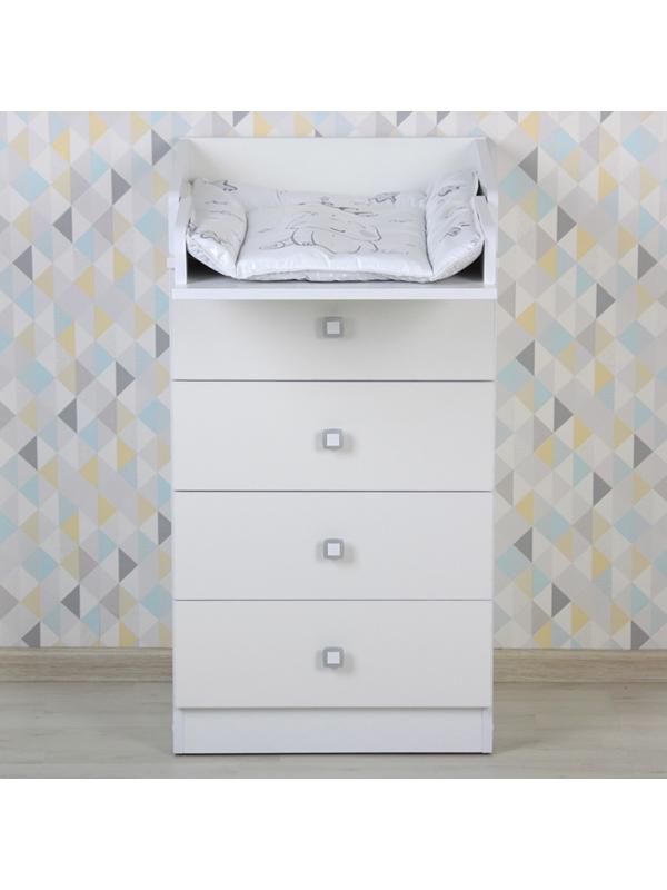 Комод детский с пеленальным столиком Фея 1550, 4 ящика, 504х467х922, белый