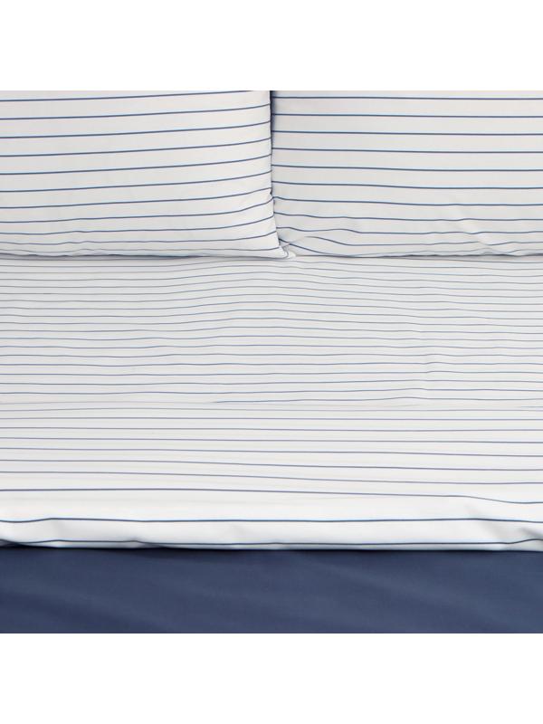 Постельное бельё Этель 1.5сп Stripes: blue, 143х215см, 150х214см, 50х70см-2 шт, перкаль,114 г/м2