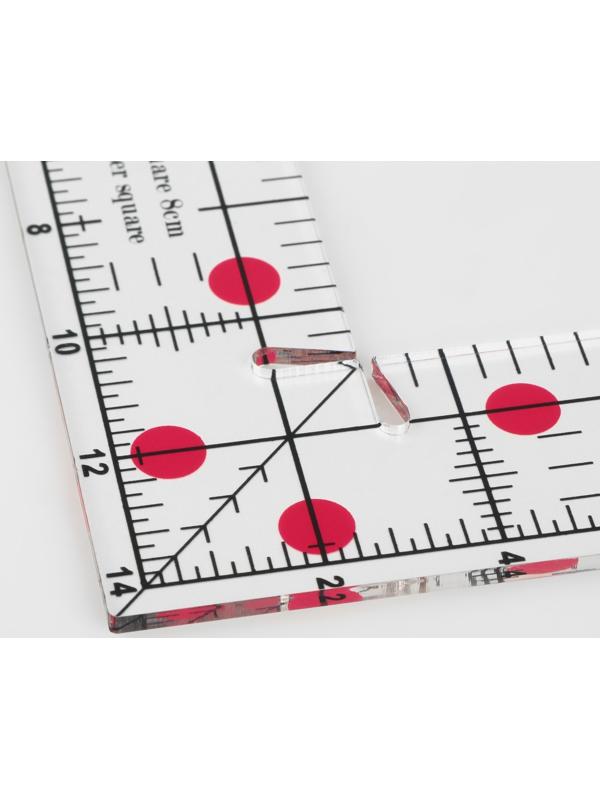 Линейка для квилтинга и пэчворка, с отверстием, 15 × 15 см, толщина 3 мм, цвет прозрачный/розовый