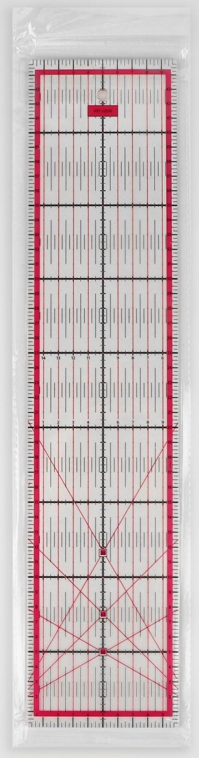 Линейка для квилтинга и пэчворка, 45 × 10 см, толщина 3 мм, цвет прозрачный/розовый