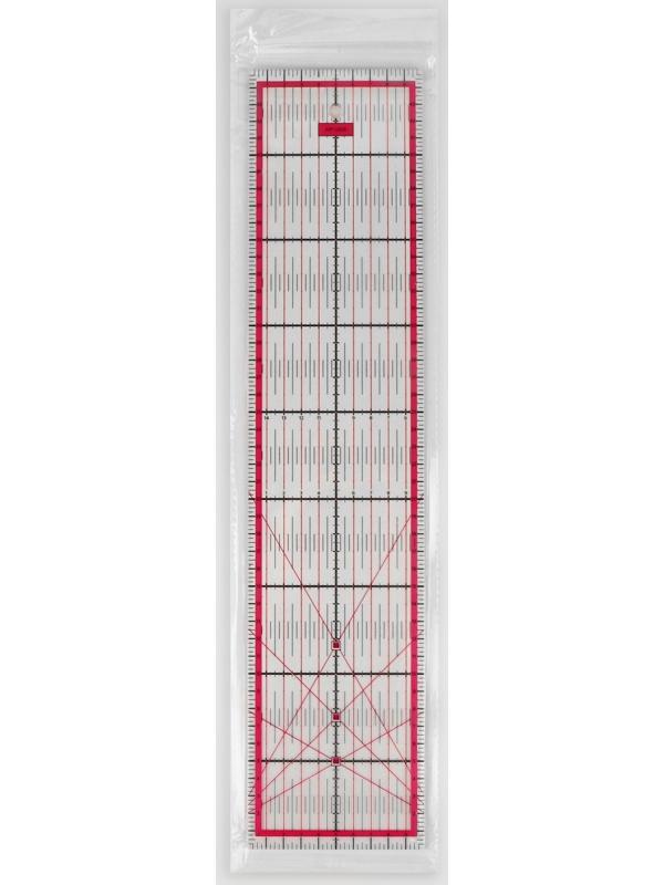 Линейка для квилтинга и пэчворка, 45 × 10 см, толщина 3 мм, цвет прозрачный/розовый