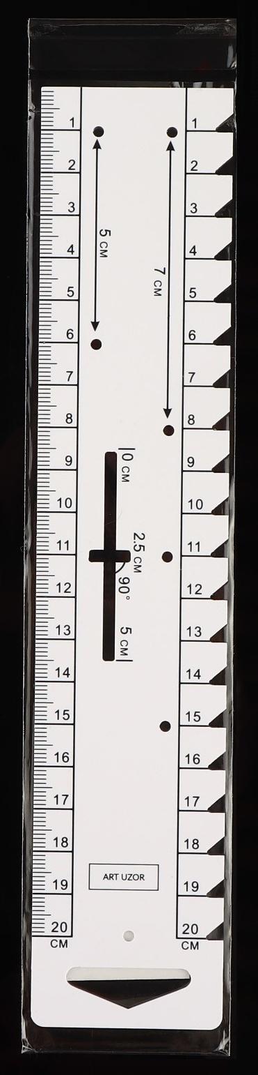 Линейка для разметки и измерения, 22,2 × 4,5 см, толщина 1 мм, цвет белый