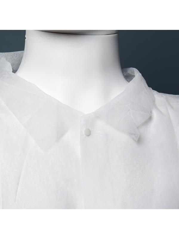 Халат медицинский на кнопках, без манжет- 20 г/м2, размер: XXL, 110x140 см, белый