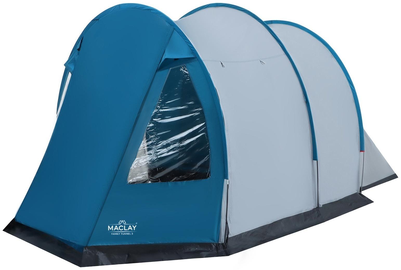 Палатка кемпинговая Maclay FAMILY TUNNEL 3, р. 180+200х210х170 см, 3-местная