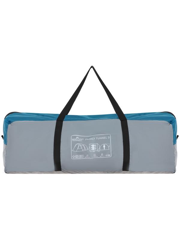 Палатка кемпинговая Maclay FAMILY TUNNEL 3, р. 180+200х210х170 см, 3-местная