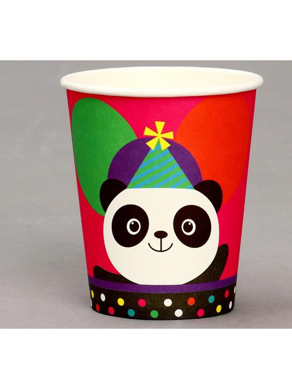 Стакан бумажный «Панда с шариками», в наборе 6 шт.