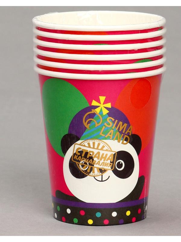 Стакан бумажный «Панда с шариками», в наборе 6 шт.