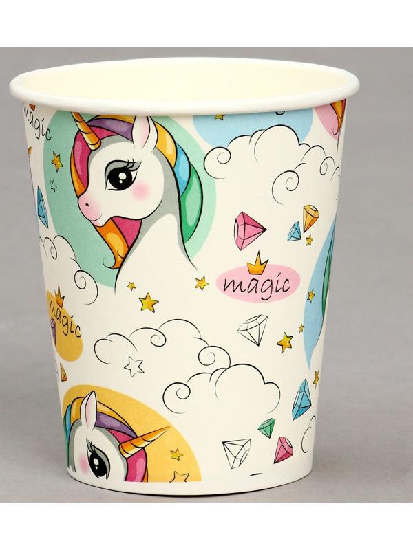 Стакан бумажный «Единорог», в наборе 6 шт.