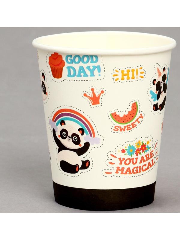 Стакан бумажный «Панда», в наборе 6 шт.