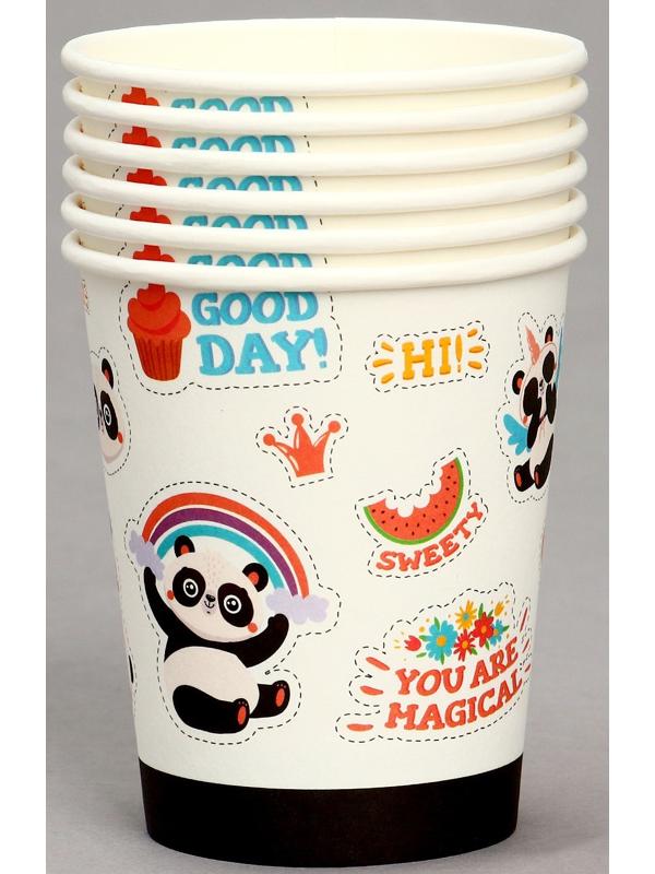 Стакан бумажный «Панда», в наборе 6 шт.