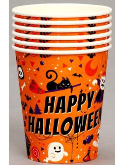 Стакан бумажный «Счастливого хэллоуина», в наборе 6 шт.