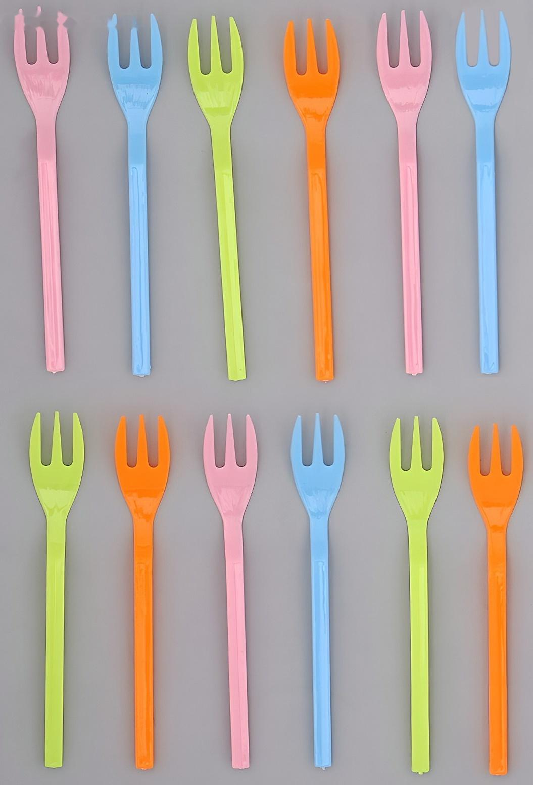 Вилки пластиковые, в наборе 12 шт., цвета МИКС