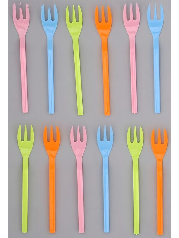 Вилки пластиковые, в наборе 12 шт., цвета МИКС