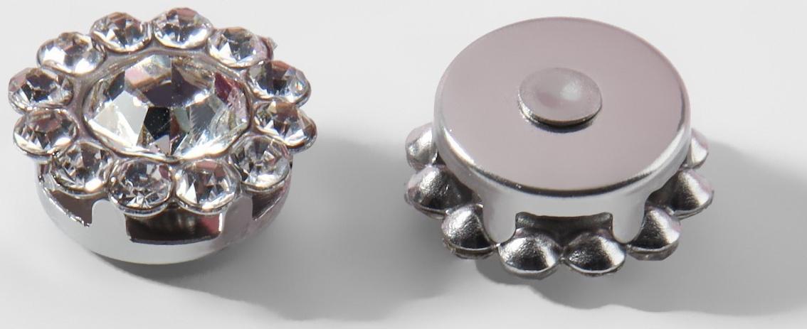 Набор кабошонов со стразами, прищивные, d = 9,3 мм, 20 шт, цвет серебряный