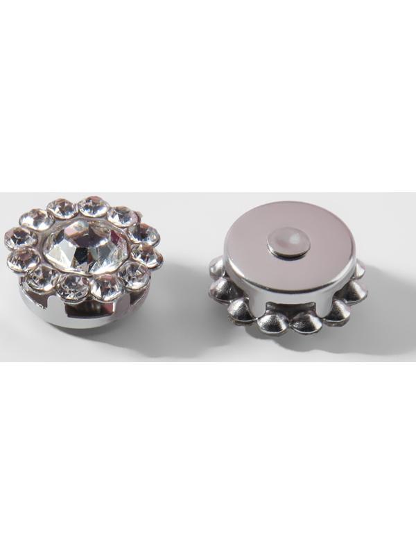 Набор кабошонов со стразами, прищивные, d = 9,3 мм, 20 шт, цвет серебряный