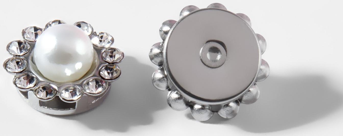 Набор кабошонов с жемчугом, прищивные, d = 11,7 мм, 20 шт, цвет серебряный