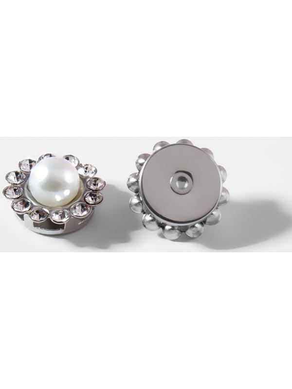 Набор кабошонов с жемчугом, прищивные, d = 11,7 мм, 20 шт, цвет серебряный