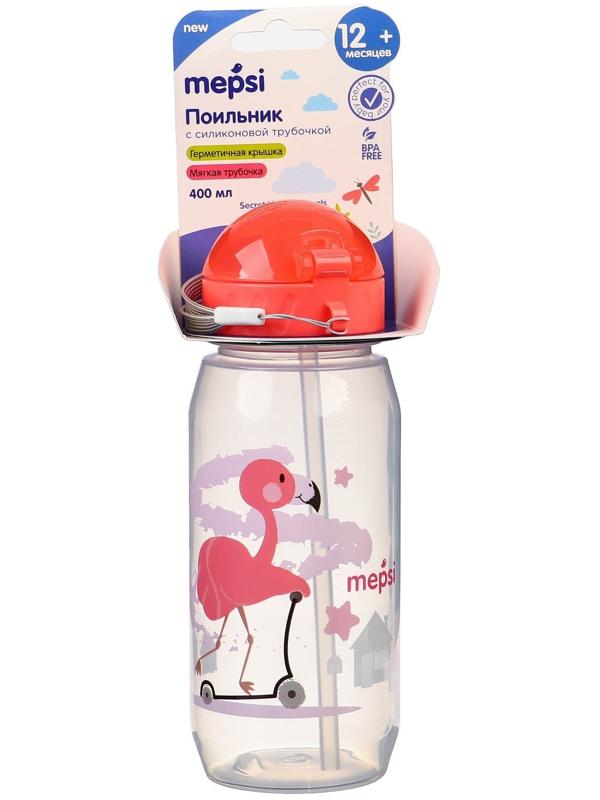 Поильник с трубочкой MEPSI, 400мл, 12+ мес., цвет МИКС