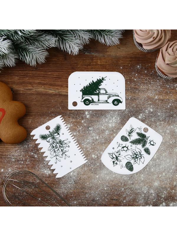 Набор кондитерских шпателей «Рождество» 11.5×8 см, 11.2×6.5 см, 10×7 см, 3 шт