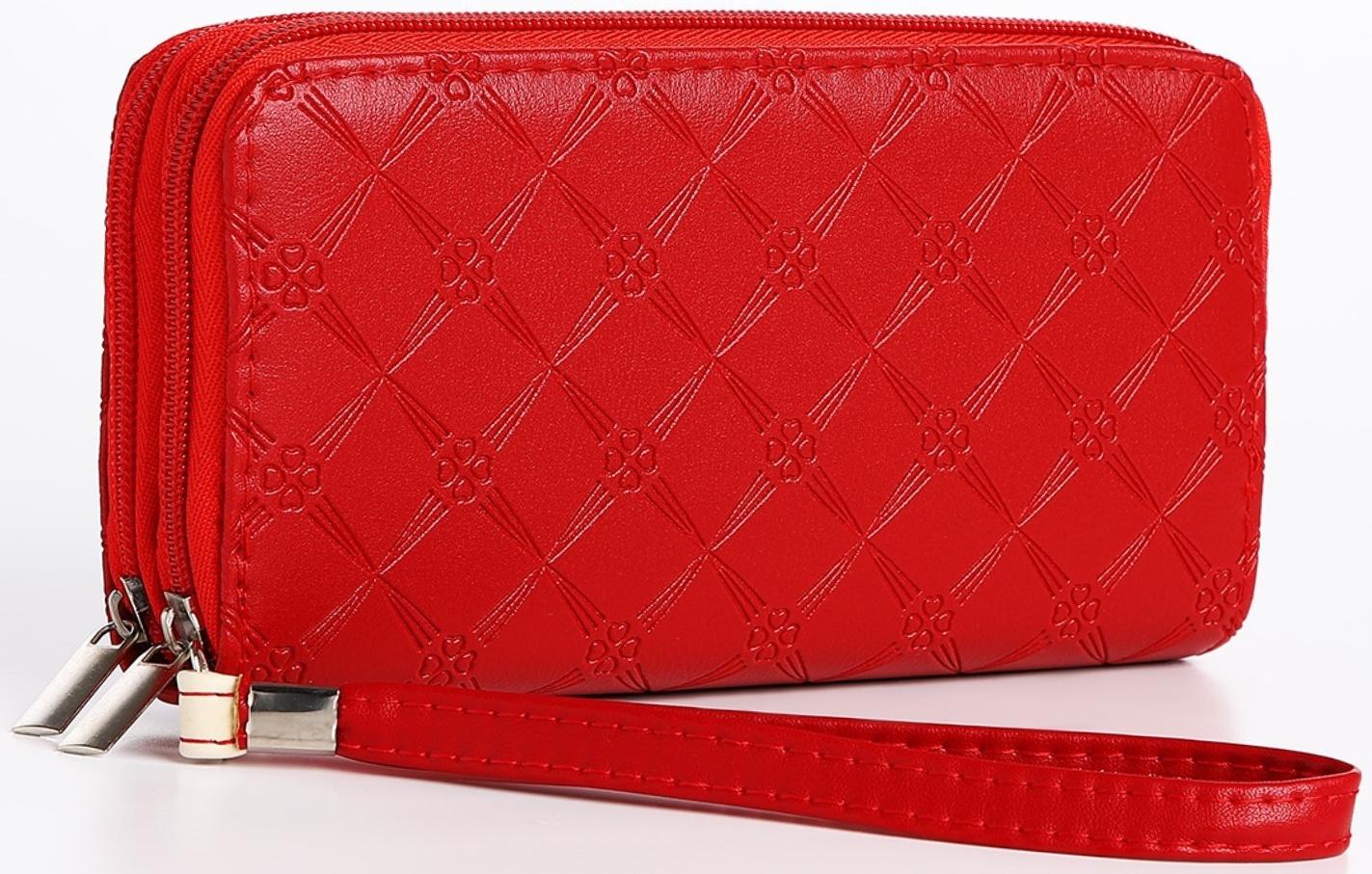 Кошелёк на молнии, цвет красный