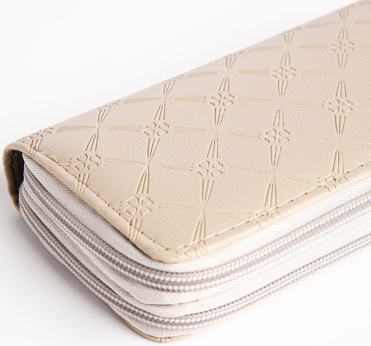 Кошелёк на молнии, цвет бежевый