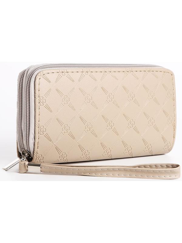 Кошелёк на молнии, цвет бежевый