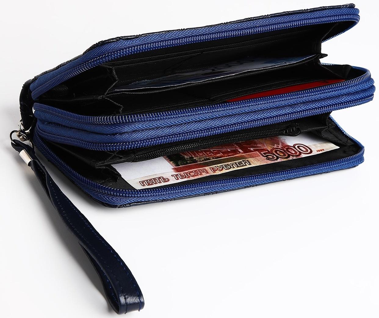 Кошелёк на молнии, цвет синий