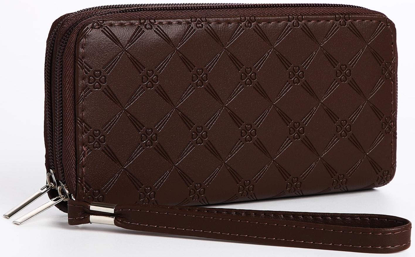 Кошелёк на молнии, цвет коричневый