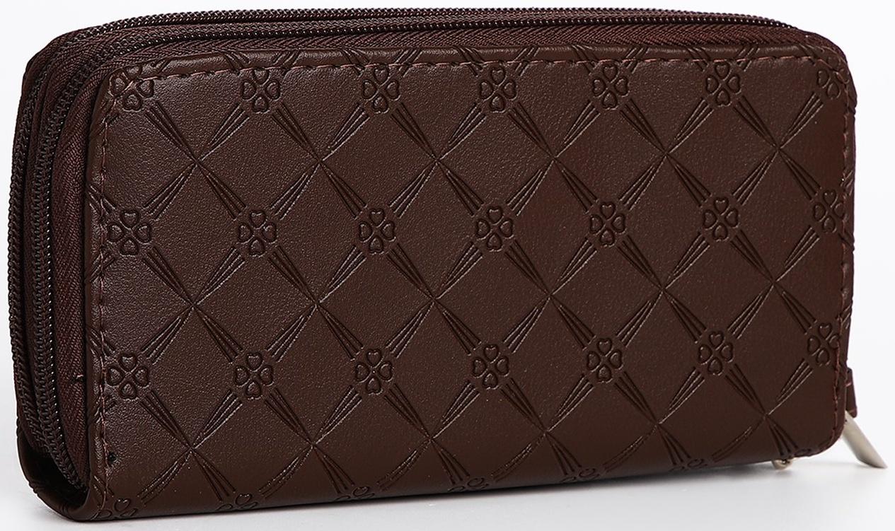 Кошелёк на молнии, цвет коричневый