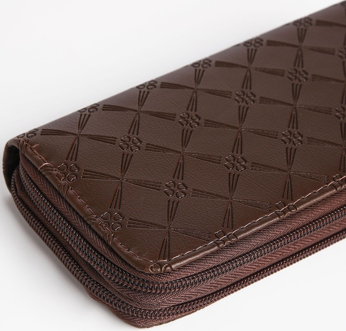 Кошелёк на молнии, цвет коричневый