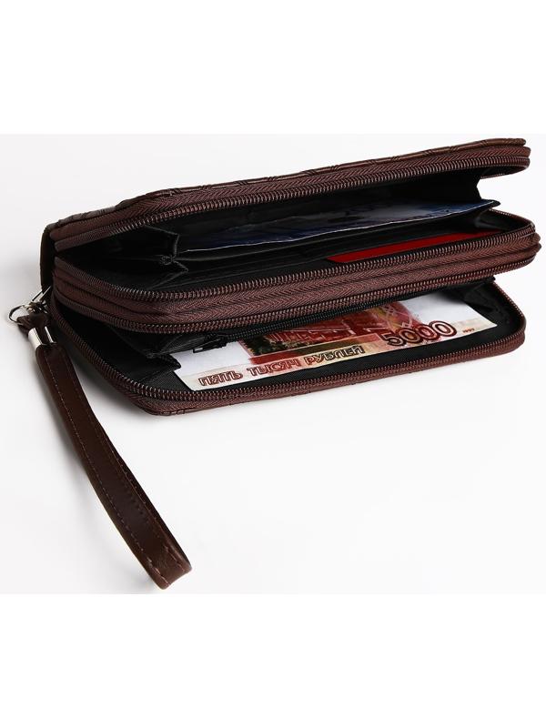 Кошелёк на молнии, цвет коричневый