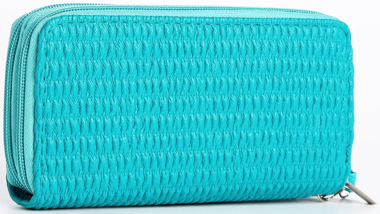 Кошелёк на молнии, цвет бирюзовый