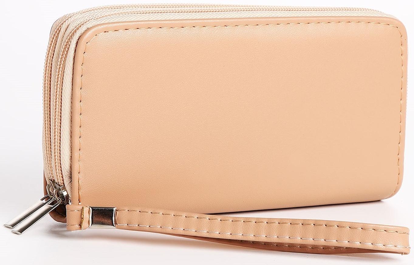 Кошелёк на молнии, цвет бежевый