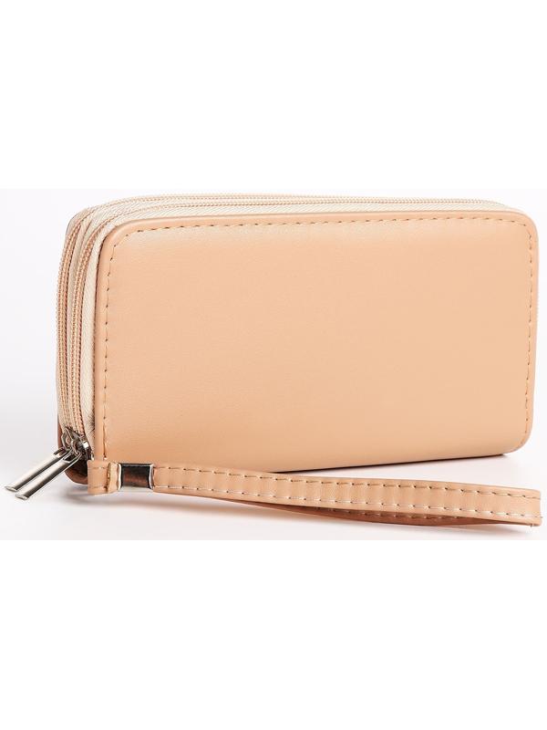 Кошелёк на молнии, цвет бежевый