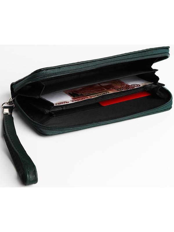 Кошелёк на молнии, цвет зелёный