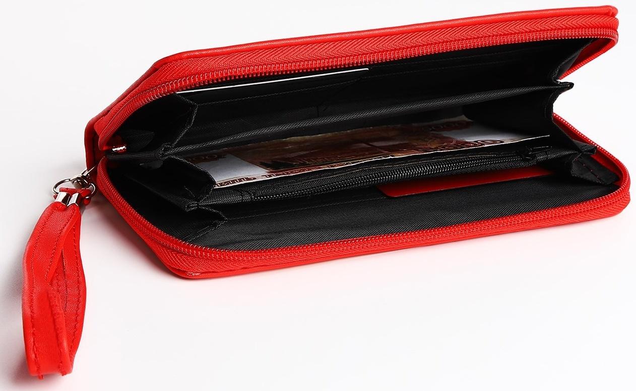 Кошелёк на молнии, цвет красный
