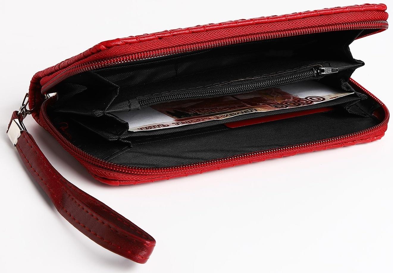 Кошелёк на молнии, цвет красный