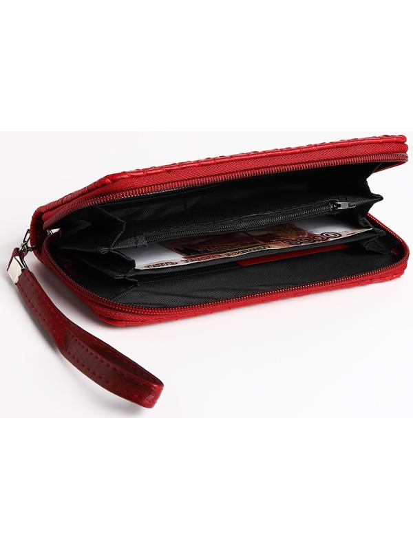 Кошелёк на молнии, цвет красный