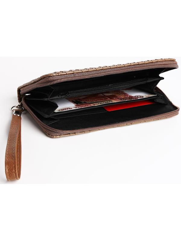Кошелёк на молнии, цвет коричневый