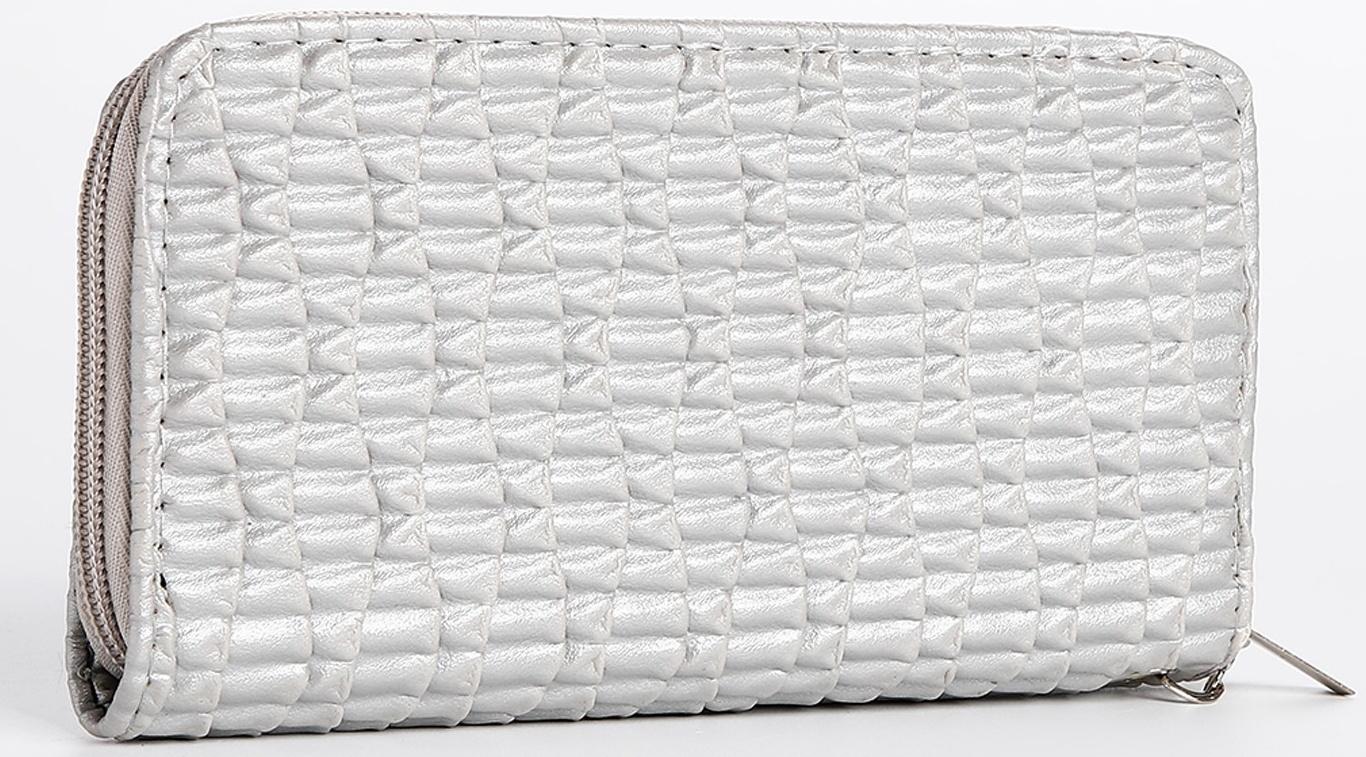 Кошелёк на молнии, цвет серебряный