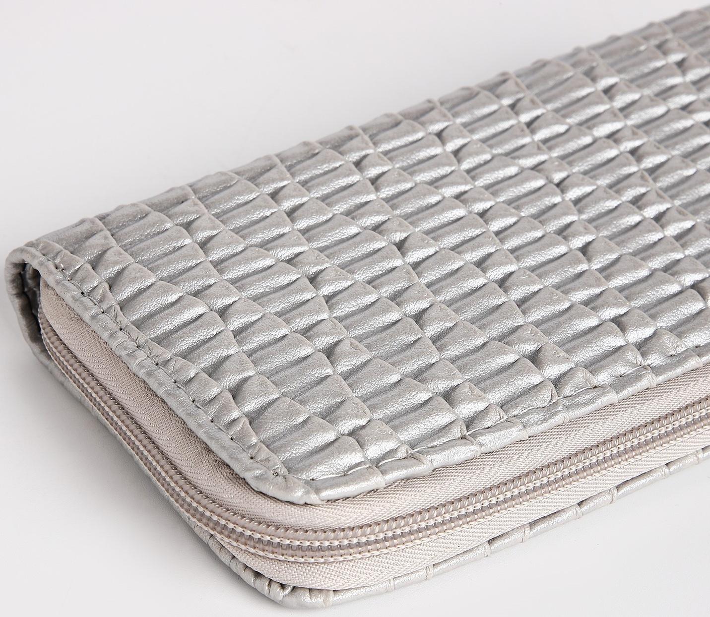 Кошелёк на молнии, цвет серебряный